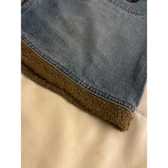 Vintage Y2K GUESS Jeans Mini Skirt FUZZY FLEECE Trim Zip Denim Size 29 8 M RAVER - Picture 8 of 8
